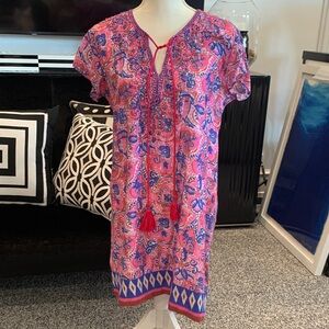 Bella Ty Pink Paisley Tie-Front Short Sleeve Dress. Large. Worn once